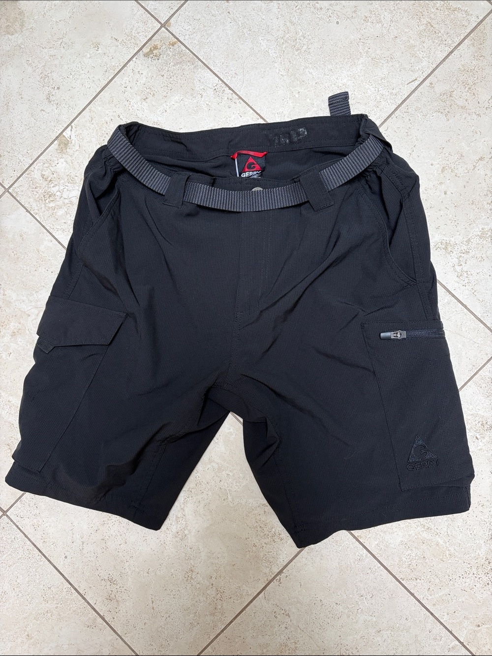 Gerry Weber Black Men's Cargo Performance Shorts with Webbing Belt